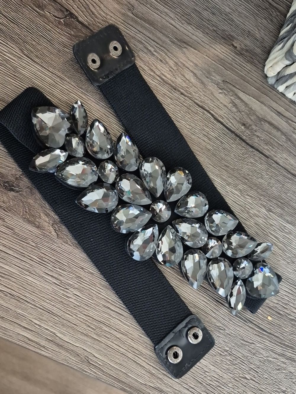 Formal Fancy Crystal Ornate Rhinestone Black Victorian Stretch Wide Belt